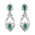 AAA Kagem Zambian Emerald and Natural White Zircon Dangling Earrings in Platinum Over Sterling Silver 0.80 ctw image number 0