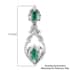 AAA Kagem Zambian Emerald and Natural White Zircon Dangling Earrings in Platinum Over Sterling Silver 0.80 ctw image number 4