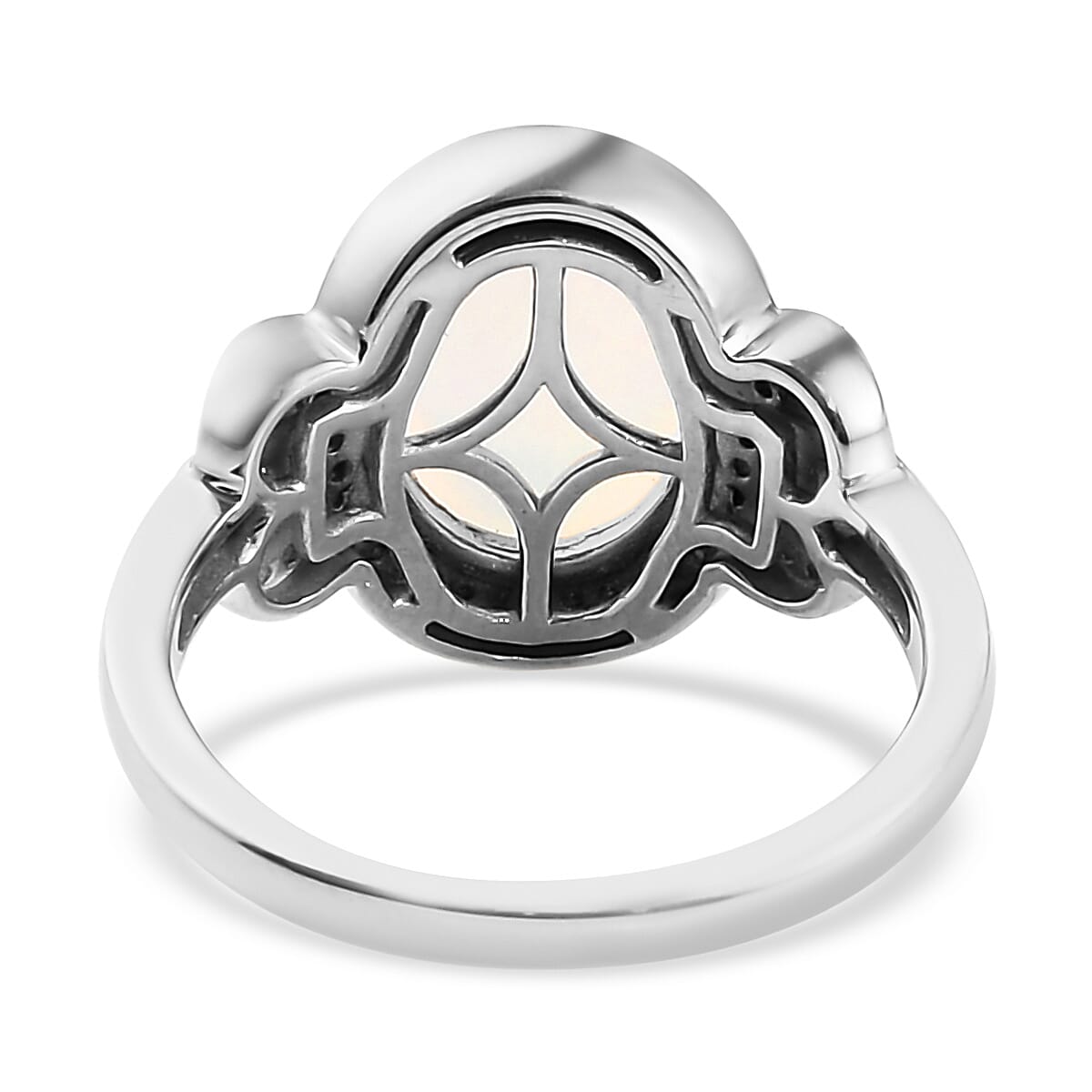 Premium Ethiopian Welo Opal, Natural Champagne and White Diamond Ring in Platinum Over Sterling Silver (Size 7.0) 2.40 ctw image number 4