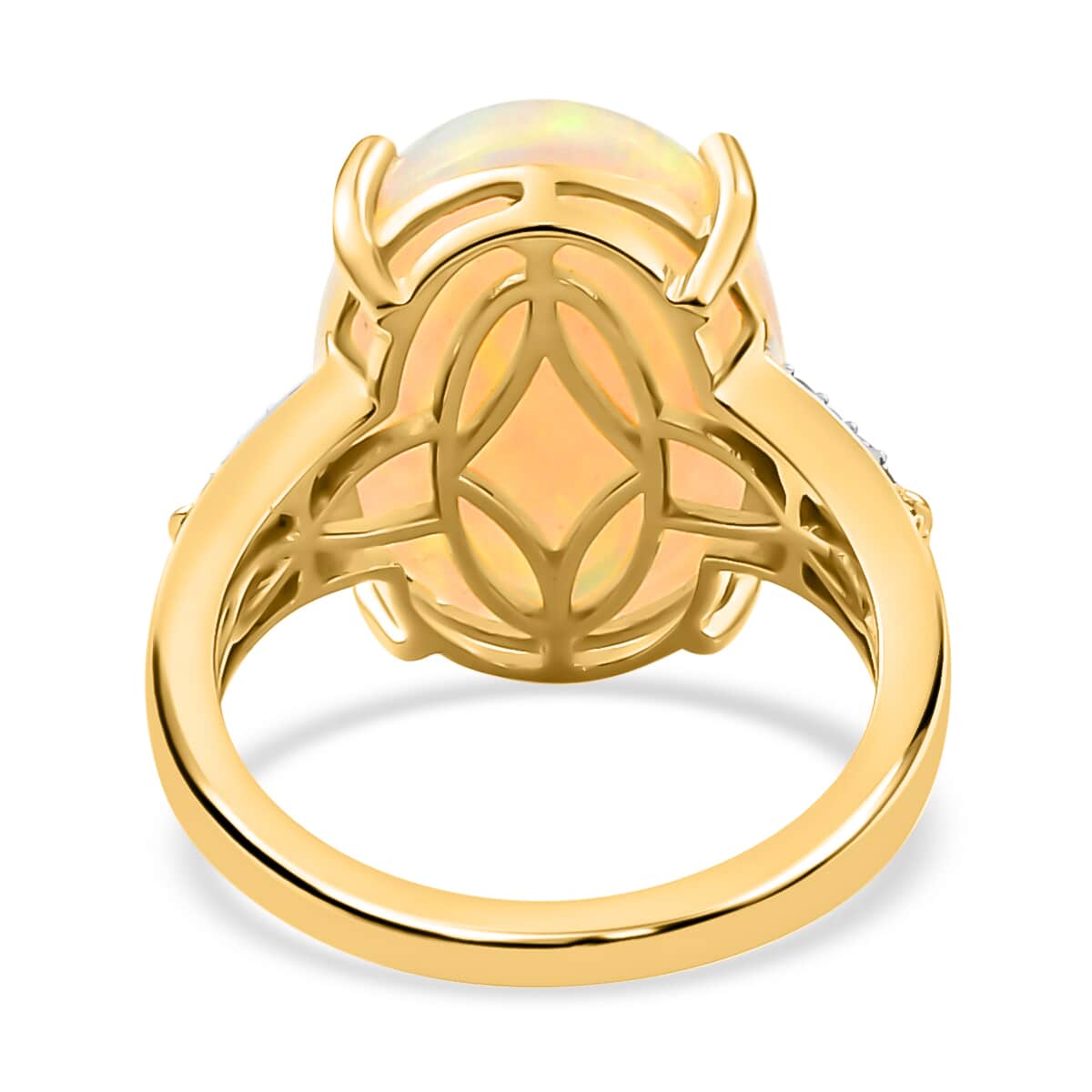 Luxoro 10K Yellow Gold AAA Ethiopian Welo Opal and Diamond Ring (Size 7.0) 8.25 ctw image number 4