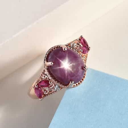 Indian Star Ruby and Multi Gemstone Ring in Vermeil Rose Gold Over Sterling Silver (Size 7.0) 7.25 ctw image number 1