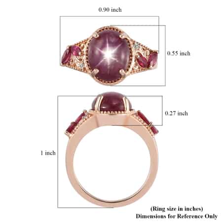 Indian Star Ruby and Multi Gemstone Ring in Vermeil Rose Gold Over Sterling Silver (Size 7.0) 7.25 ctw image number 4