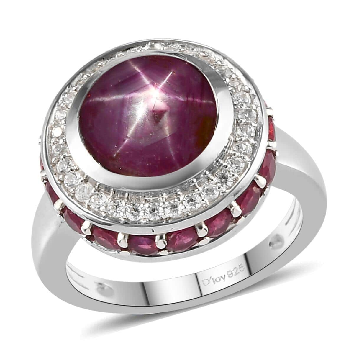 Indian Star Ruby and Multi Gemstone Ring in Platinum Over Sterling Silver (Size 6.0) 6.35 ctw image number 0