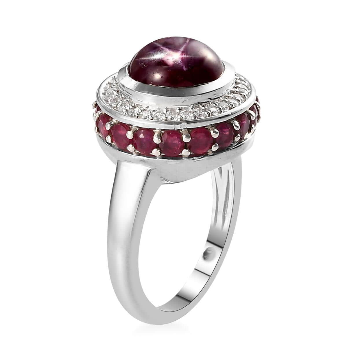 Indian Star Ruby and Multi Gemstone Ring in Platinum Over Sterling Silver (Size 7.0) 6.35 ctw image number 3