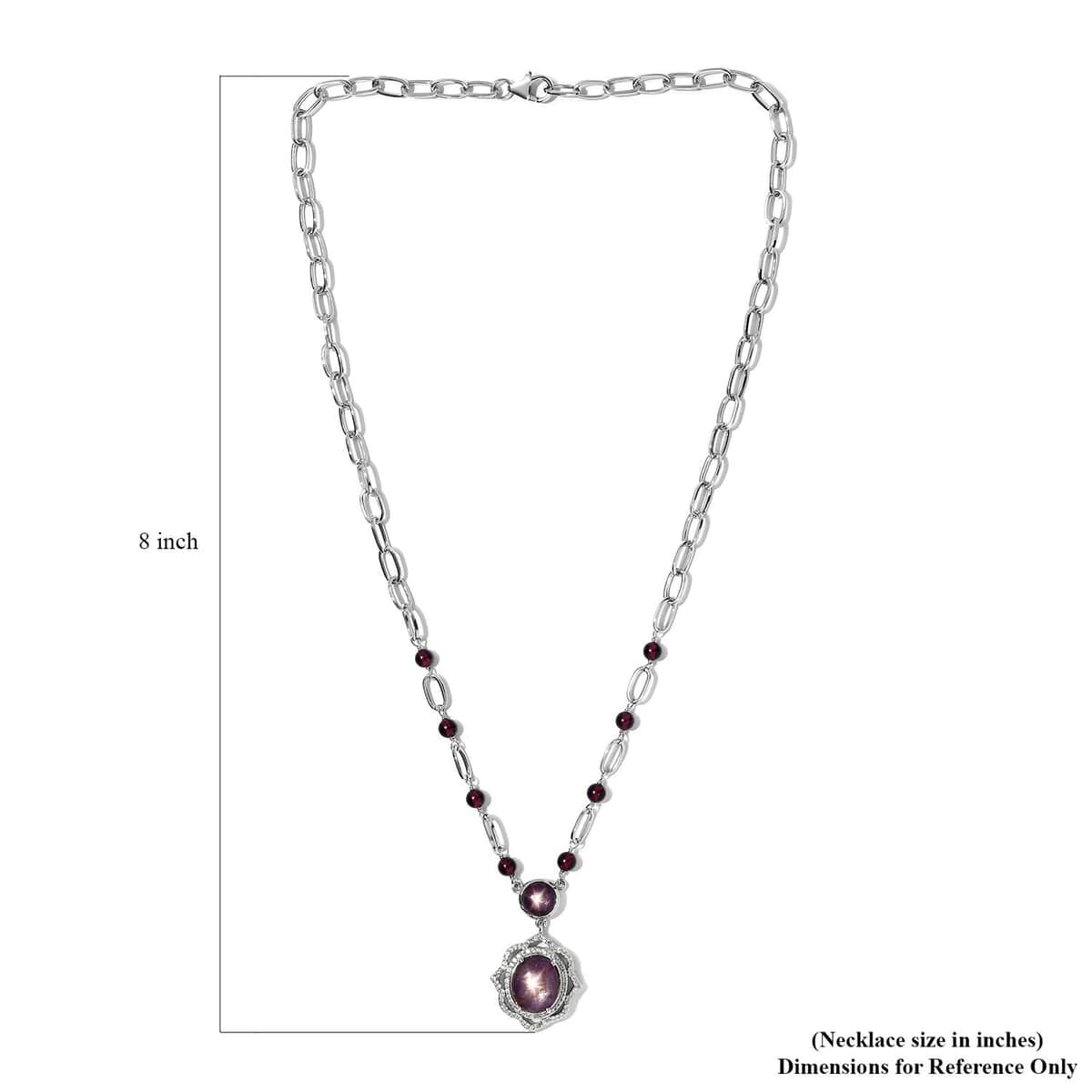 Indian Star Ruby and Multi Gemstone Necklace 18 Inches in Platinum Over Sterling Silver 16.15 ctw image number 5