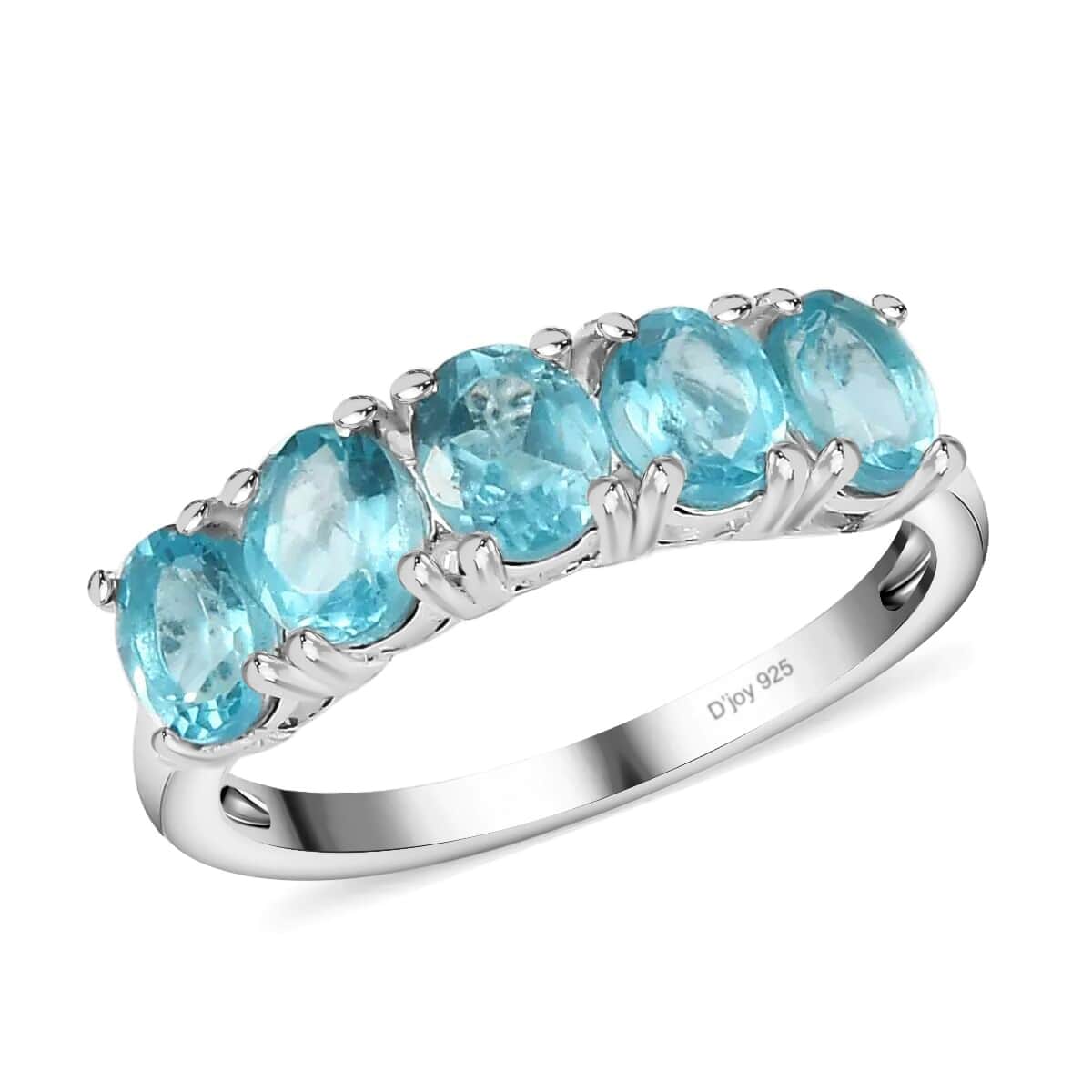 Premium Betroka Blue Apatite 5 Stone Ring in Sterling Silver (Size 6.0) 2.00 ctw image number 0