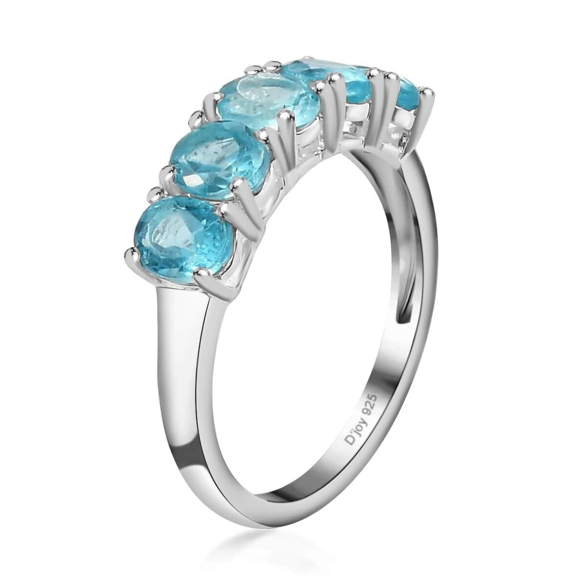 Premium Betroka Blue Apatite 5 Stone Ring in Sterling Silver (Size 6.0) 2.00 ctw image number 3