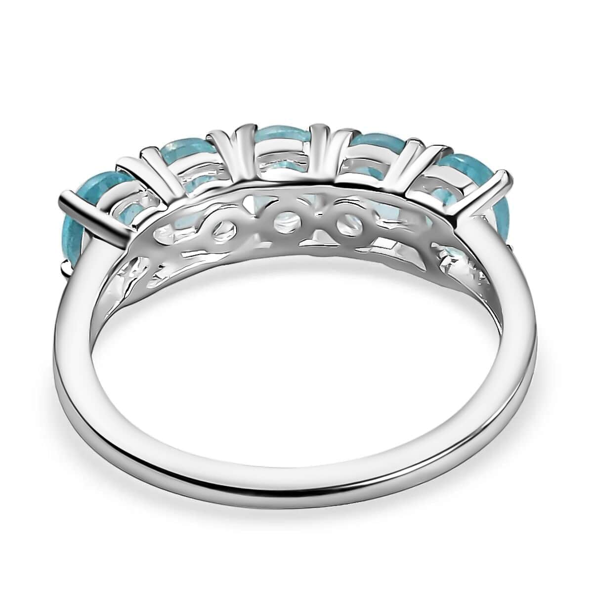 Premium Betroka Blue Apatite 5 Stone Ring in Sterling Silver (Size 6.0) 2.00 ctw image number 4