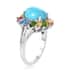Sleeping Beauty Turquoise and Multi Gemstone Cocktail Ring in Platinum Over Sterling Silver (Size 10.0) 4.75 ctw image number 3