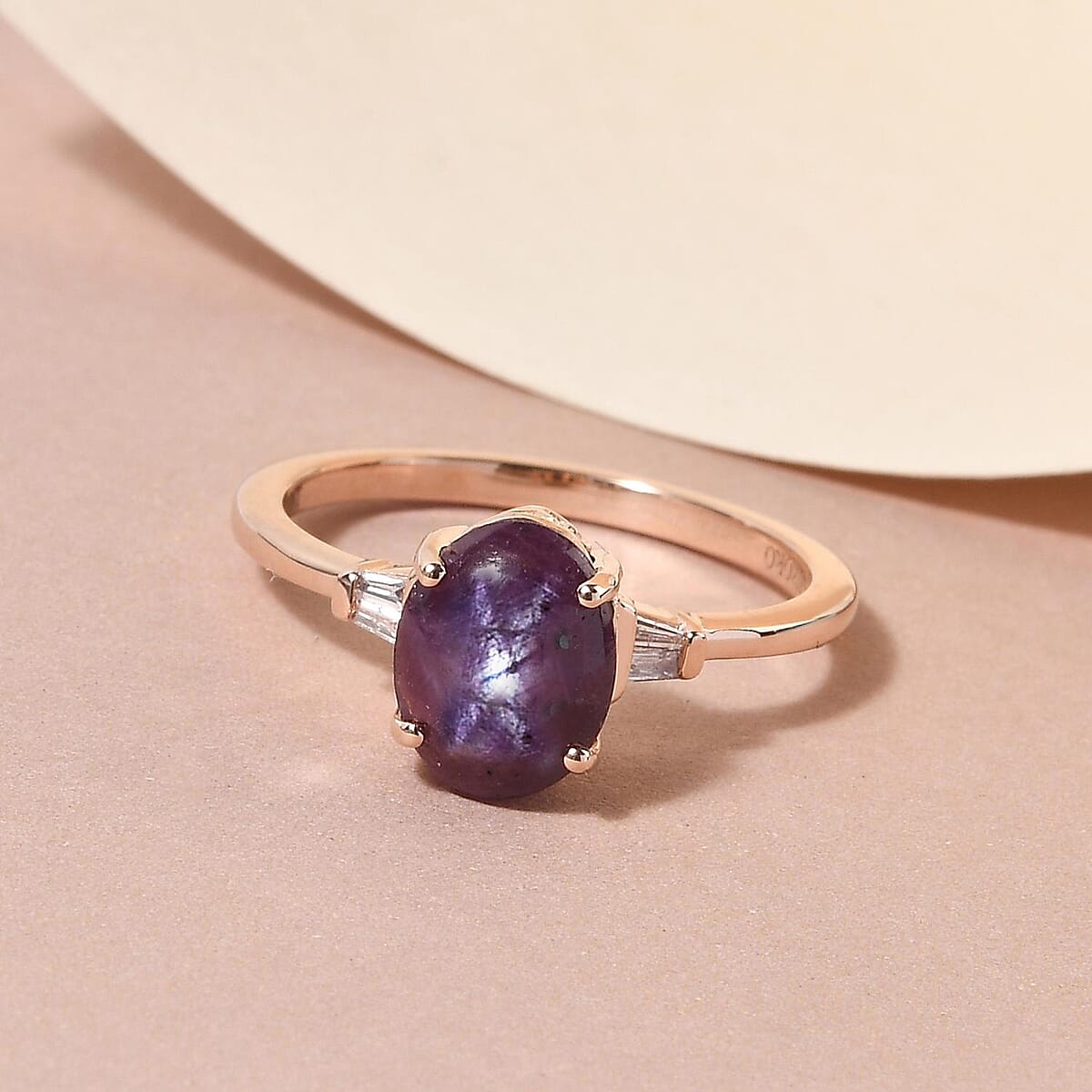 Luxoro 10K Rose Gold Indian Star Ruby and Diamond Ring (Size 6.0) 3.35 ctw image number 1