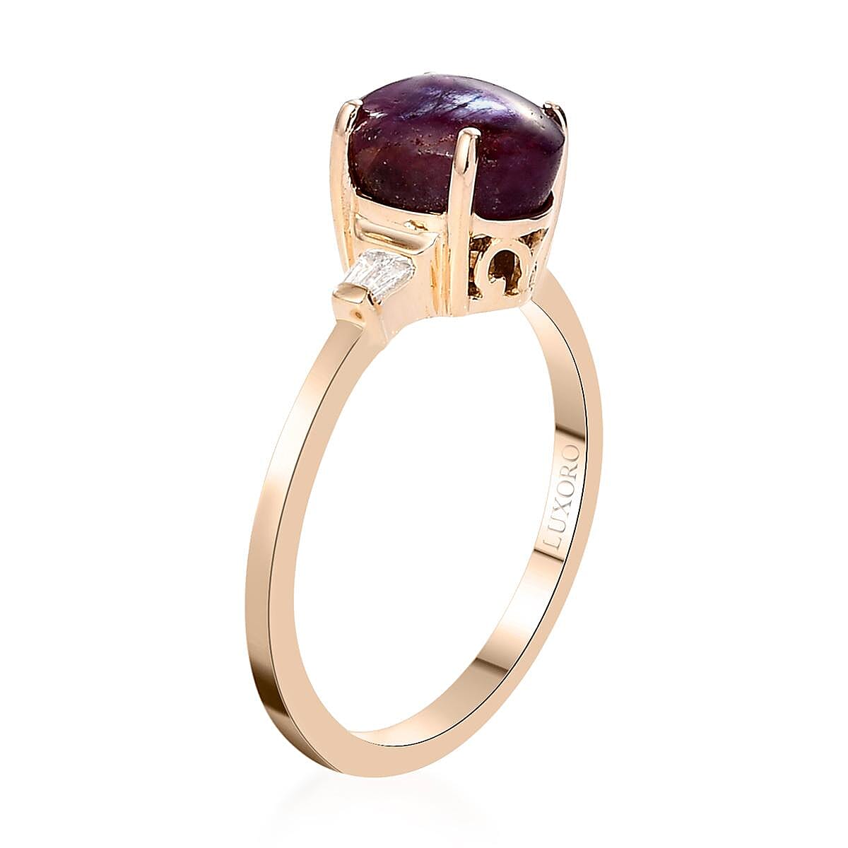 Luxoro 10K Rose Gold Indian Star Ruby and Diamond Ring (Size 6.0) 3.35 ctw image number 3