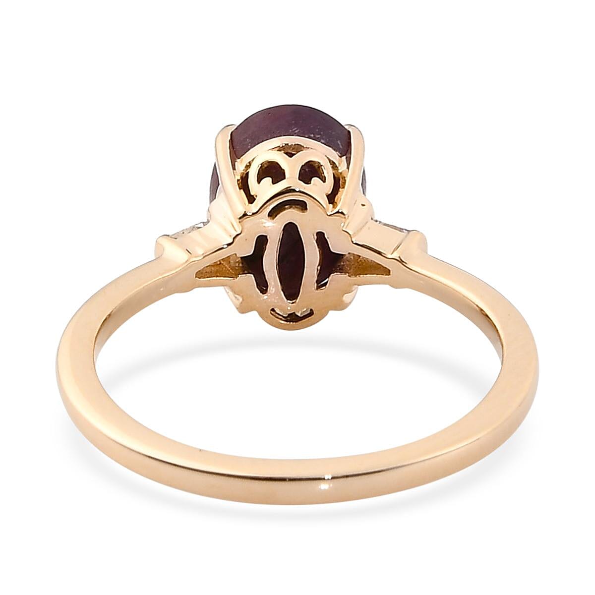 Luxoro 10K Rose Gold Indian Star Ruby and Diamond Ring (Size 6.0) 3.35 ctw image number 4