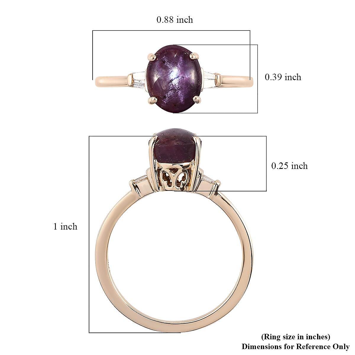 Luxoro 10K Rose Gold Indian Star Ruby and Diamond Ring (Size 6.0) 3.35 ctw image number 5