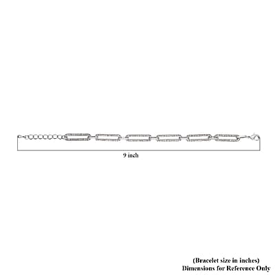 White Austrian Crystal Paper Clip Chain Bracelet in Silvertone (7.50-9.50 Inches)