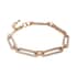 White Austrian Crystal Paper Clip Chain Bracelet in Goldtone (7.50-9.50In) image number 2