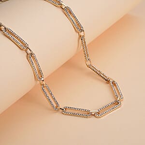 White Austrian Crystal Paperclip Chain Necklace in Goldtone (18-22 Inches)