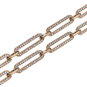 White Austrian Crystal Paperclip Chain Necklace in Goldtone (18-22 Inches)