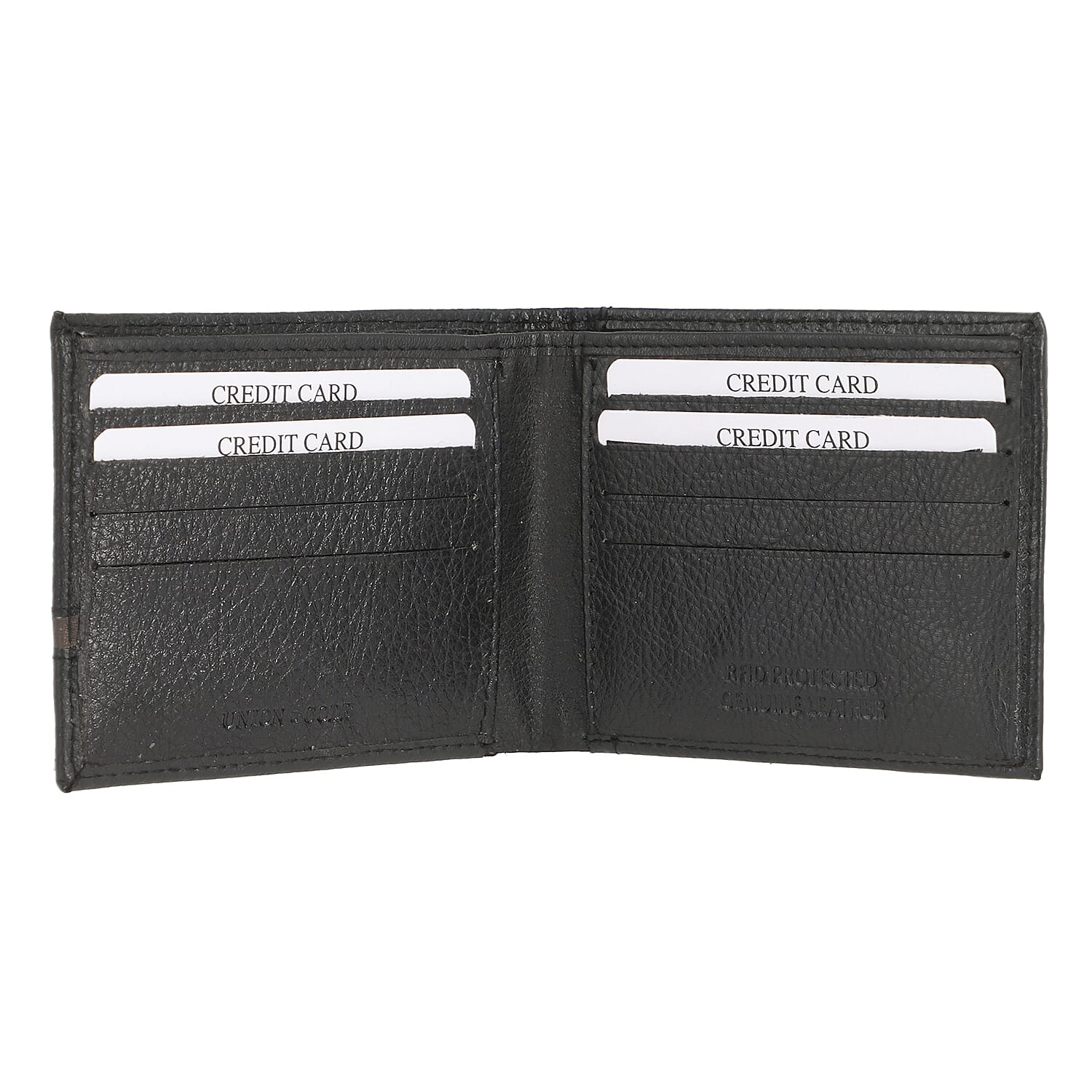 Union Code Black Genuine Leather Bi Fold Men's RFID Wallet