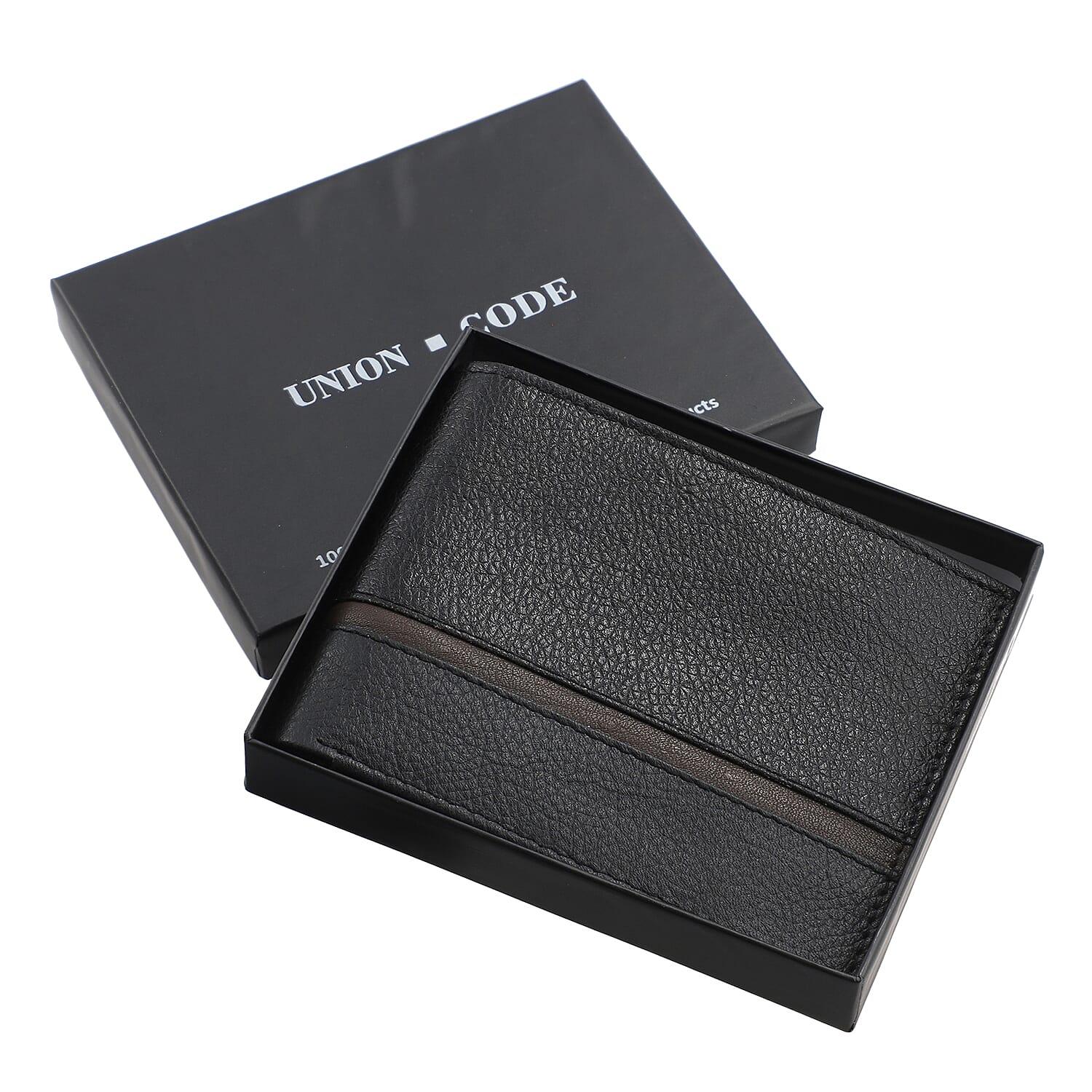 Union Code Black Genuine Leather Bi Fold Men's RFID Wallet