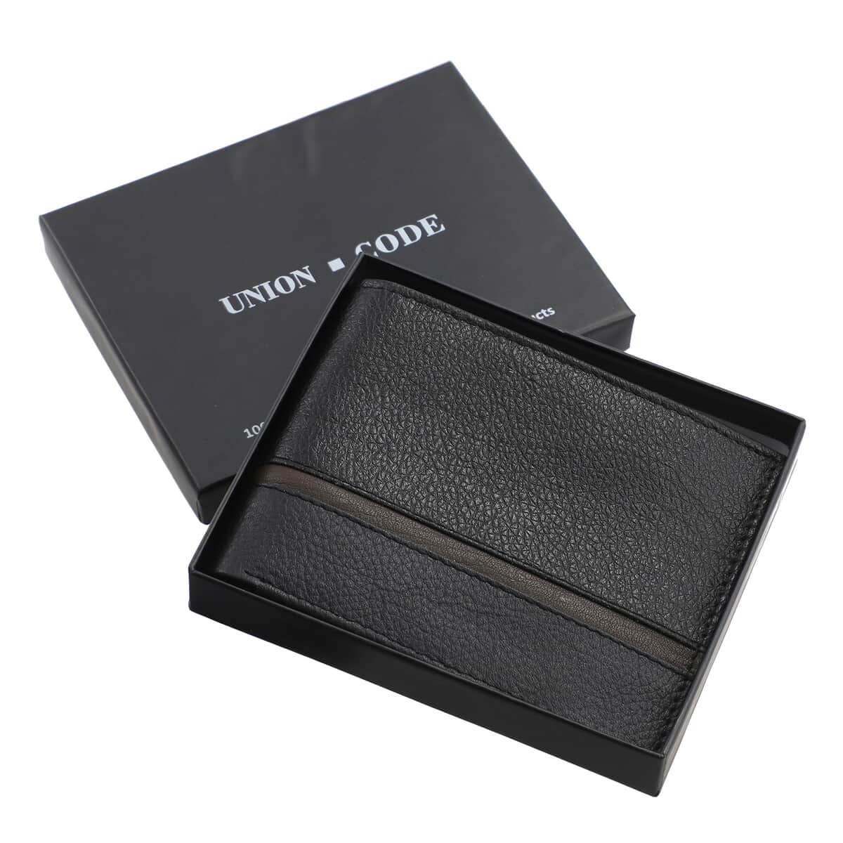 Union Code Black Genuine Leather Bi Fold Men's RFID Wallet image number 5