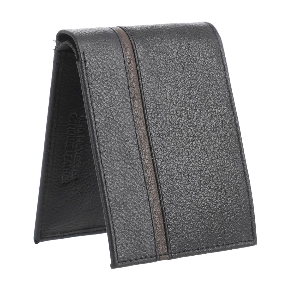 Union Code Black Genuine Leather Bi Fold Men's RFID Wallet image number 6
