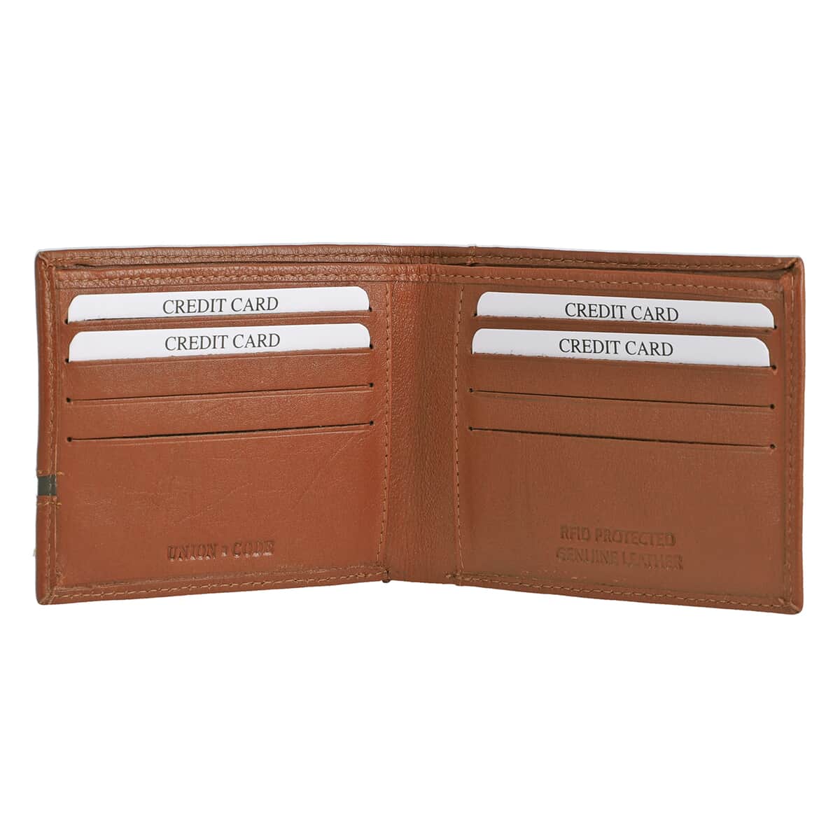 Father's Day Special Union Code Light Cognac Genuine Leather RFID Protected Slim Minimalist Bifold Men's Wallet image number 4