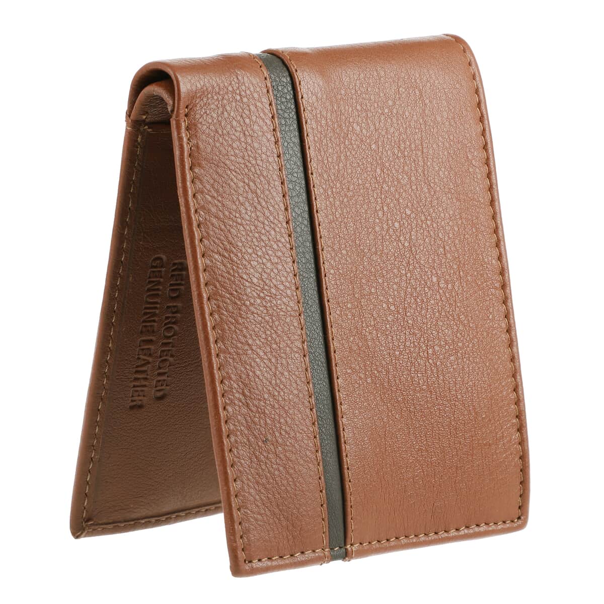 Father's Day Special Union Code Light Cognac Genuine Leather RFID Protected Slim Minimalist Bifold Men's Wallet image number 6
