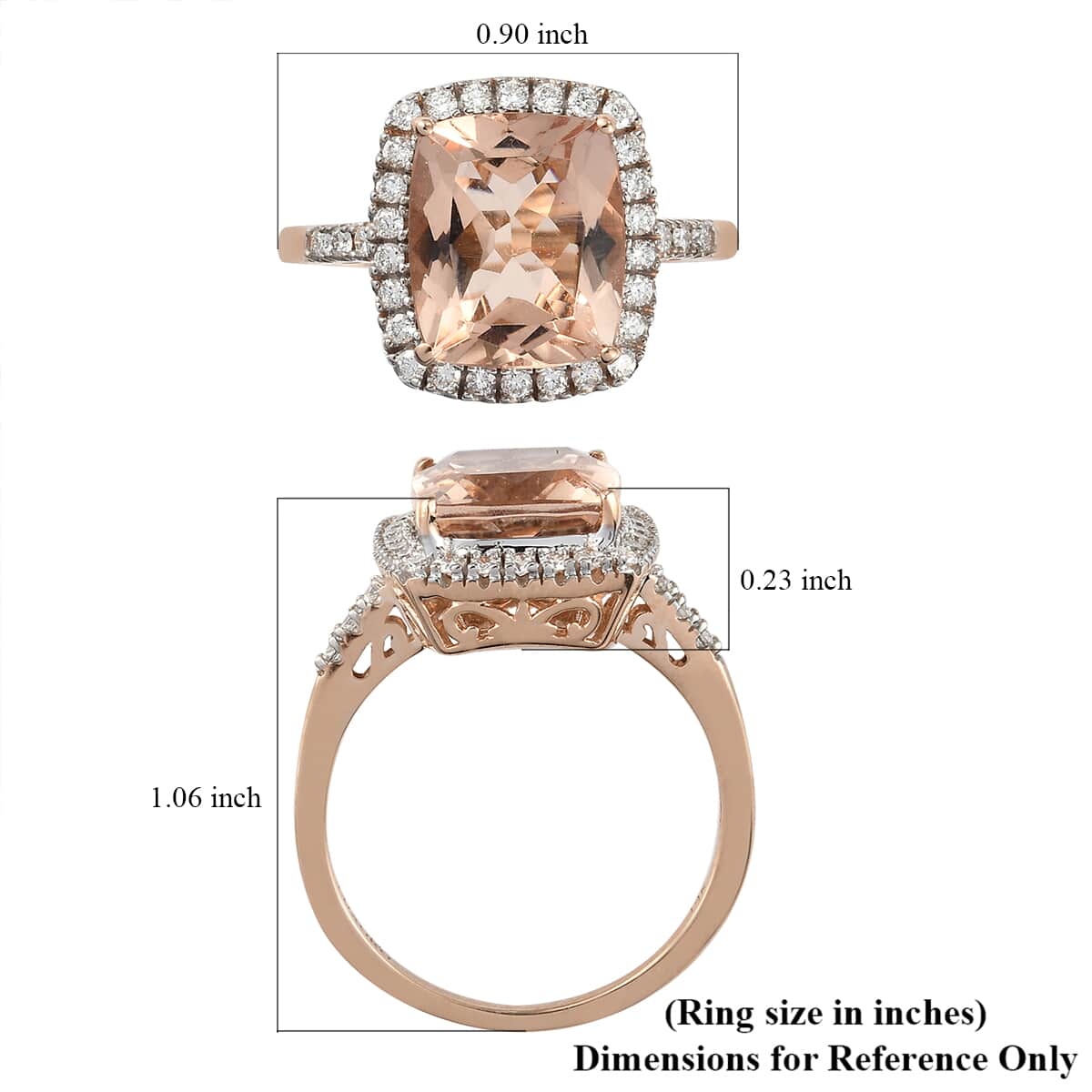 LUXORO 14K Rose Gold AAA Marropino Morganite and G-H I2 Diamond Ring (Size 8.0) 4.60 Grams 5.40 ctw image number 5