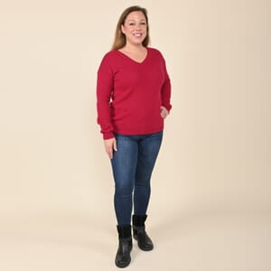 Tamsy Red V-neck Angora - M