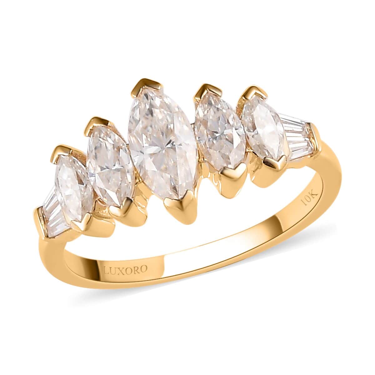 LUXORO 10K Yellow Gold Moissanite VS EF Bridal Ring (Size 7.0) 2.80 Grams 1.40 ctw image number 0