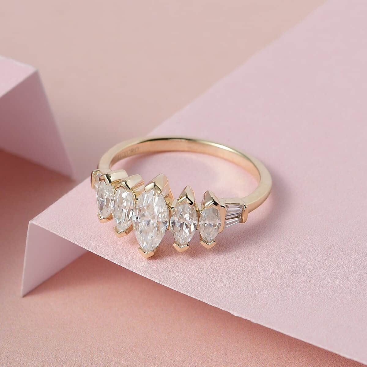 LUXORO 10K Yellow Gold Moissanite VS EF Bridal Ring (Size 7.0) 2.80 Grams 1.40 ctw image number 1