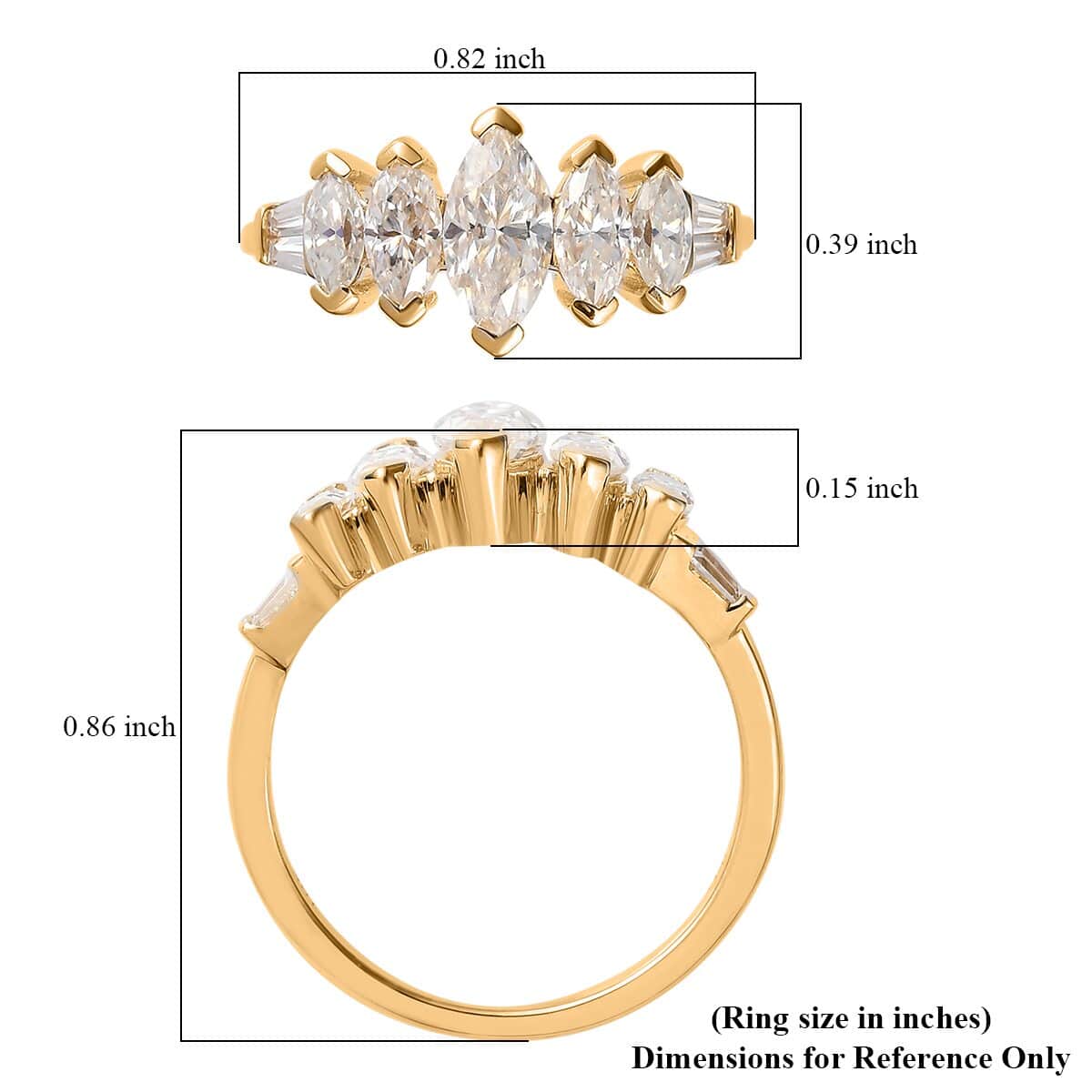 Luxoro 10K Yellow Gold Moissanite Bridal Ring (Size 7.0) 2.80 Grams 1.40 ctw image number 5
