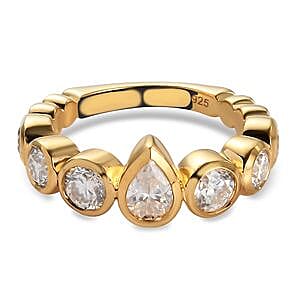 Moissanite 1.42 ctw Band Ring in Vermeil Yellow Gold Over Sterling Silver (Size 5.5)