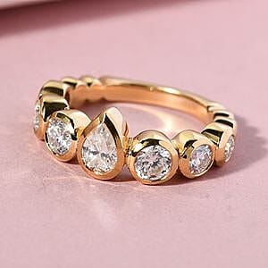 Moissanite 1.42 ctw Band Ring in Vermeil Yellow Gold Over Sterling Silver (Size 5.5)