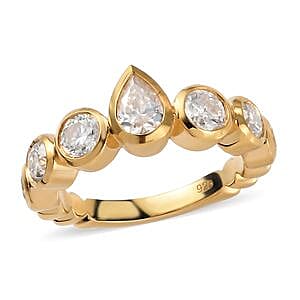 Moissanite 1.42 ctw Band Ring in Vermeil Yellow Gold Over Sterling Silver (Size 5.5)