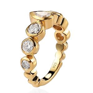 Moissanite 1.42 ctw Band Ring in Vermeil Yellow Gold Over Sterling Silver (Size 5.5)