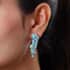 SUMMER DEALS Madagascar Paraiba Apatite and Natural White Zircon Floral Statement Earrings in Platinum Over Sterling Silver 8.10 ctw image number 2