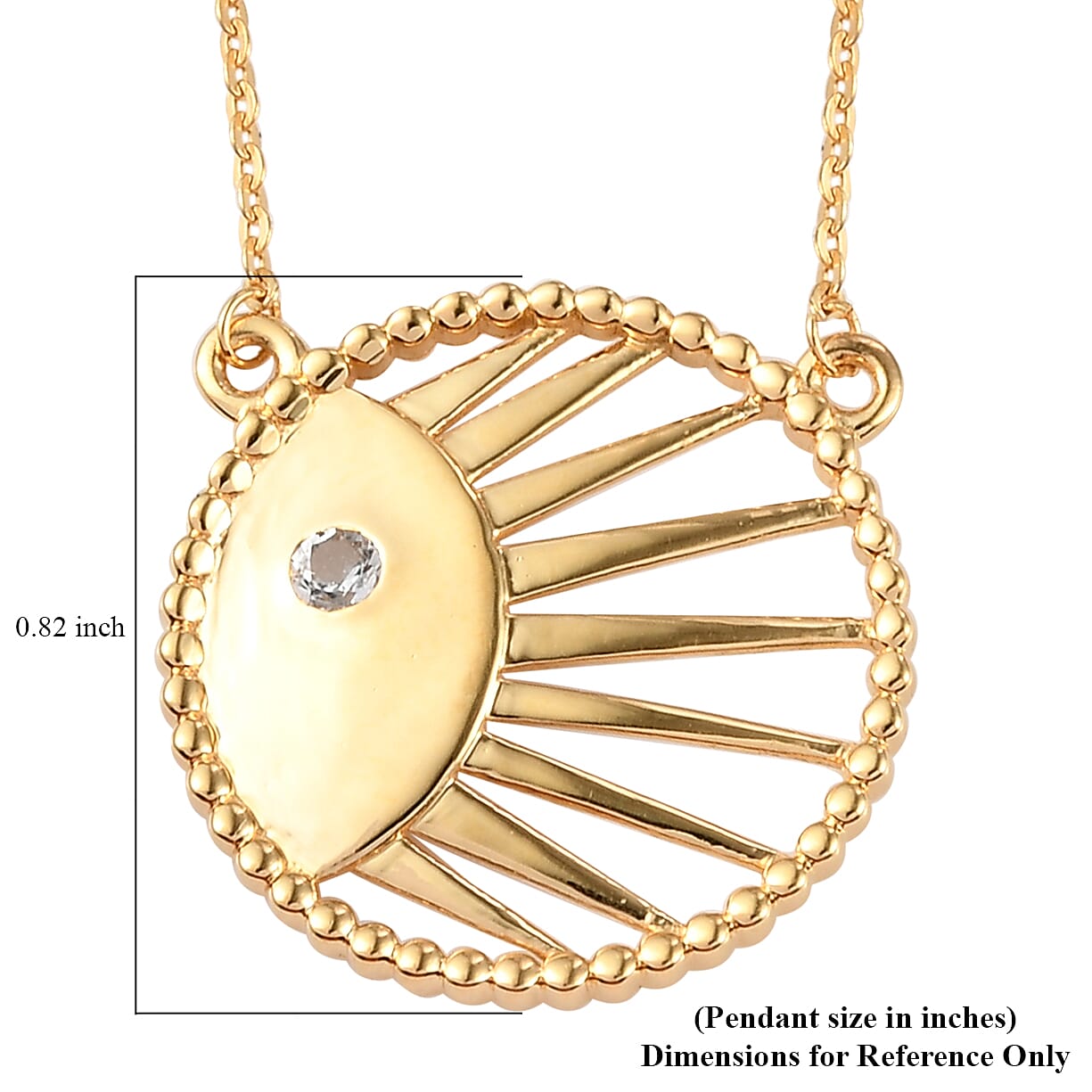White Topaz Fall Celestial Sun Necklace 18 Inches in Vermeil Yellow Gold Over Sterling Silver 0.15 ctw