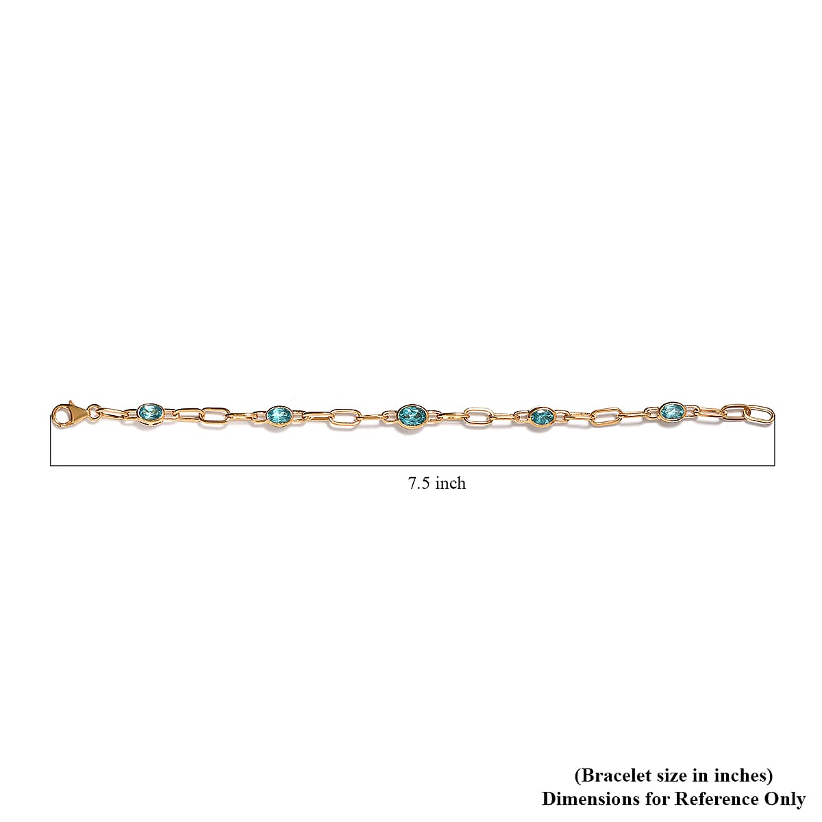 Madagascar Paraiba Apatite Station Bracelet in Vermeil Yellow Gold Over Sterling Silver (7.25 In) 2.75 ctw image number 4