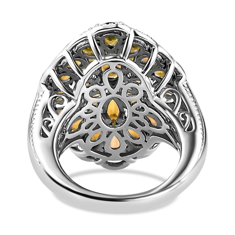 Brazilian Citrine 6.15 ctw Ring in Platinum Over Sterling Silver (Size 11.5)