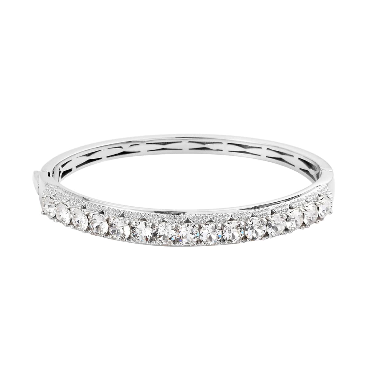 Karis White Crystal Bangle Bracelet in Platinum Bond (7.25 In) image number 0