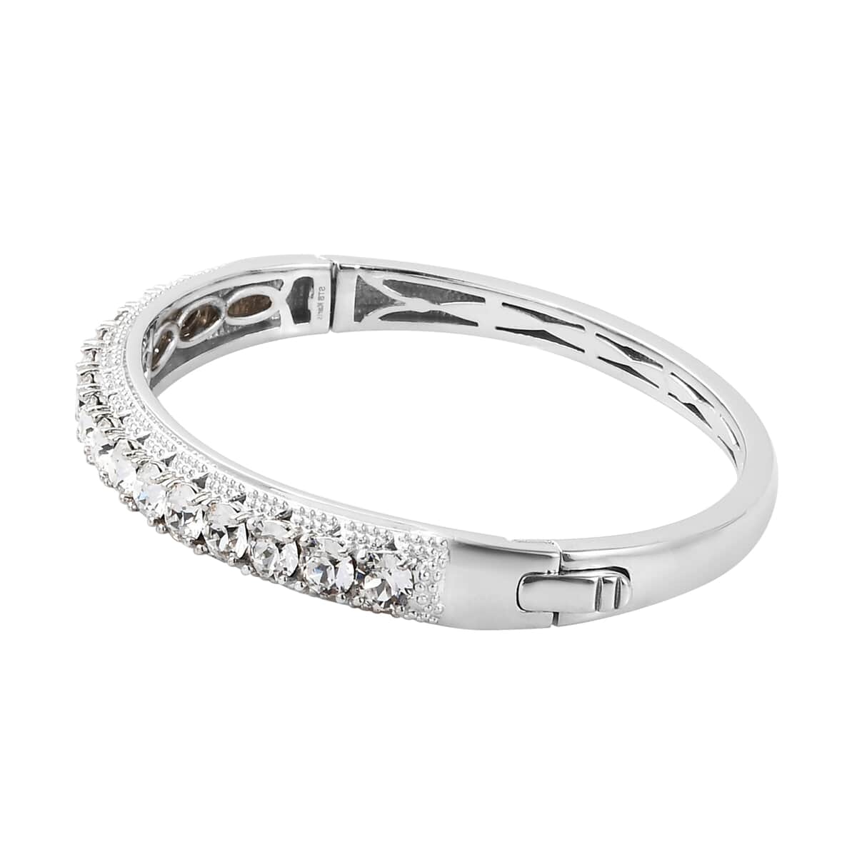 Karis White Crystal Bangle Bracelet in Platinum Bond (7.25 In) image number 3