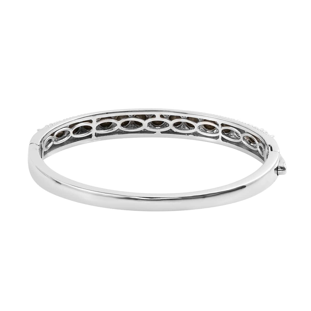 Karis White Crystal Bangle Bracelet in Platinum Bond (7.25 In) image number 4