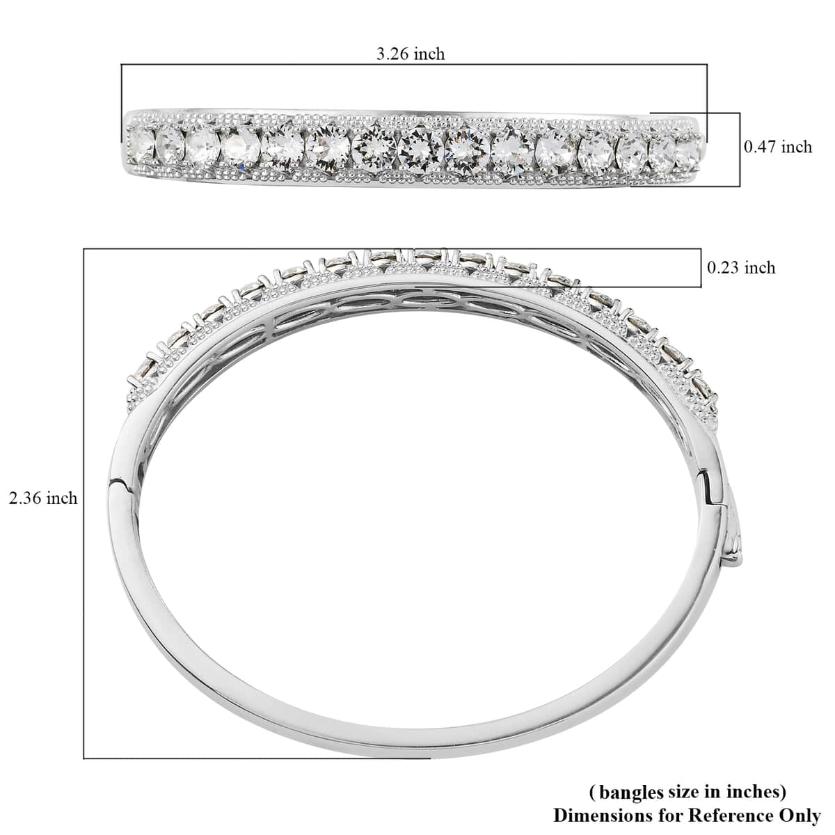 Karis White Crystal Bangle Bracelet in Platinum Bond (7.25 In) image number 5