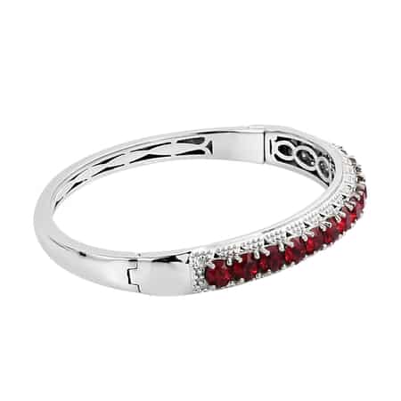 KARIS Siam Color Crystal Bangle Bracelet in Platinum Bond (7.25 In) image number 3
