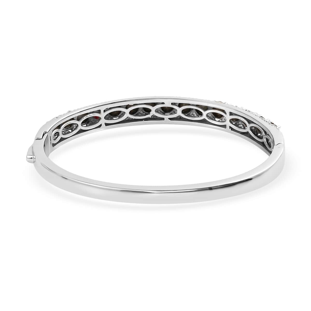 KARIS Siam Color Crystal Bangle Bracelet in Platinum Bond (7.25 In) image number 4
