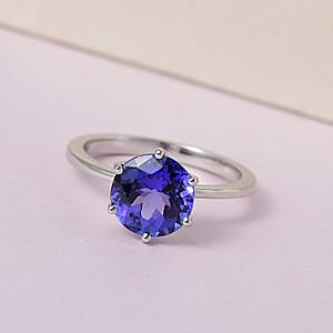 Rhapsody 950 Platinum AAAA Portuguese Cut 161 Facet Tanzanite Solitaire Ring (Size 10.0) 2.40 ctw