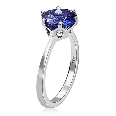Rhapsody 950 Platinum AAAA Portuguese Cut 161 Facet Tanzanite Solitaire Ring (Size 10.0) 2.40 ctw