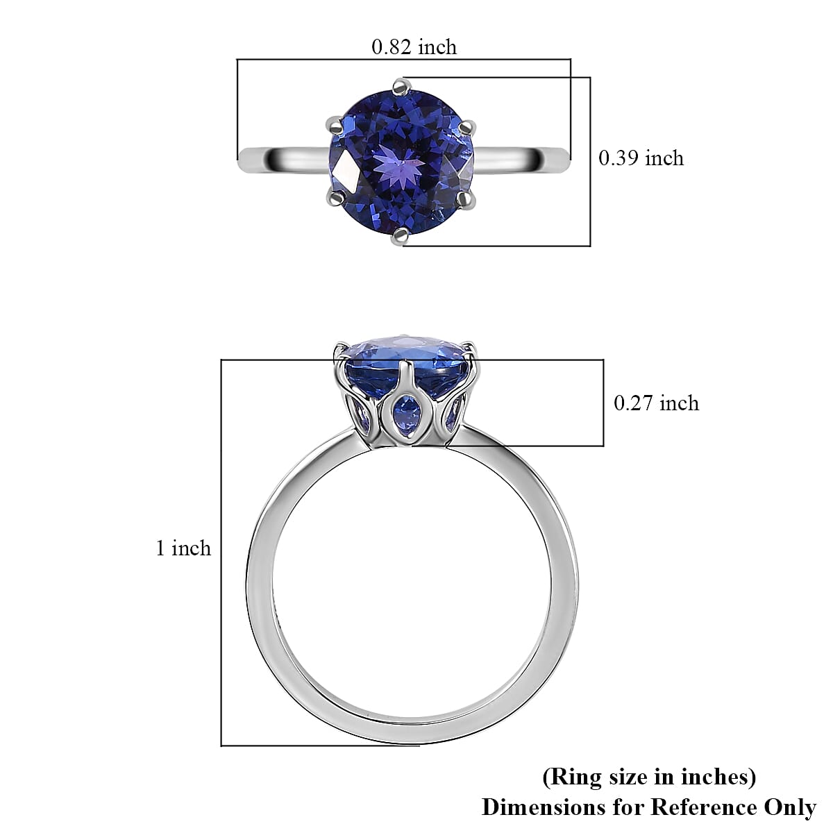 Rhapsody 950 Platinum AAAA Portuguese Cut 161 Facet Tanzanite Solitaire Ring (Size 10.0) 2.40 ctw