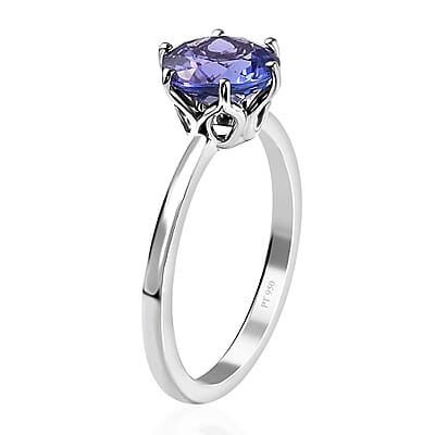 Rhapsody 950 Platinum AAAA Portuguese Cut 161 Facet Tanzanite Solitaire Ring (Size 7.0) 2.40 ctw